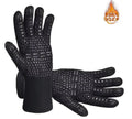 Heat Resistant BBQ Gloves for Hot Temperature Cooking, Barbecue Grilling or Baking Bread Pizza, Safe Oven Mittens with Fingers