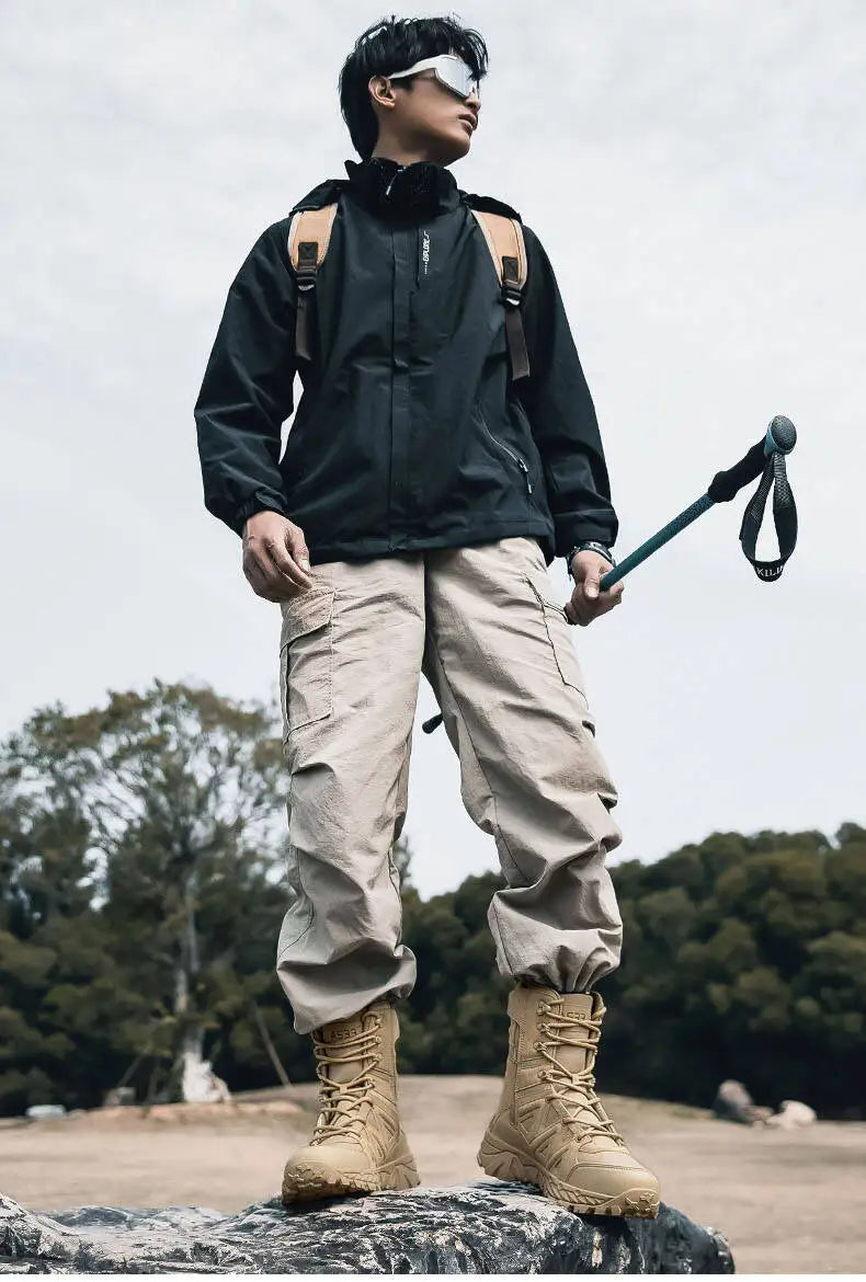Men's Boots Thick High Quality Sports Shoes Outdoor Ankle Boots Non-slip Hiking Boots Wear-resistant Jungle Trekking Size 39-47