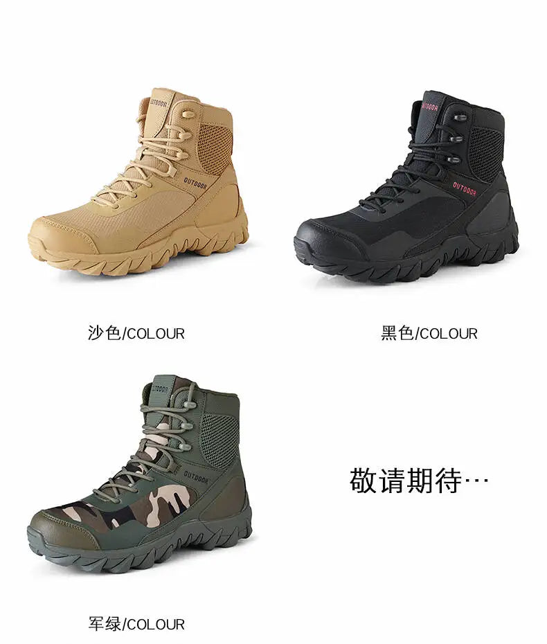 Brand Outdoor Boots Men's High Quality Ankle Boots Waterproof Non-slip Hiking Boots Wear-resistant Jungle Trekking Size 39-47