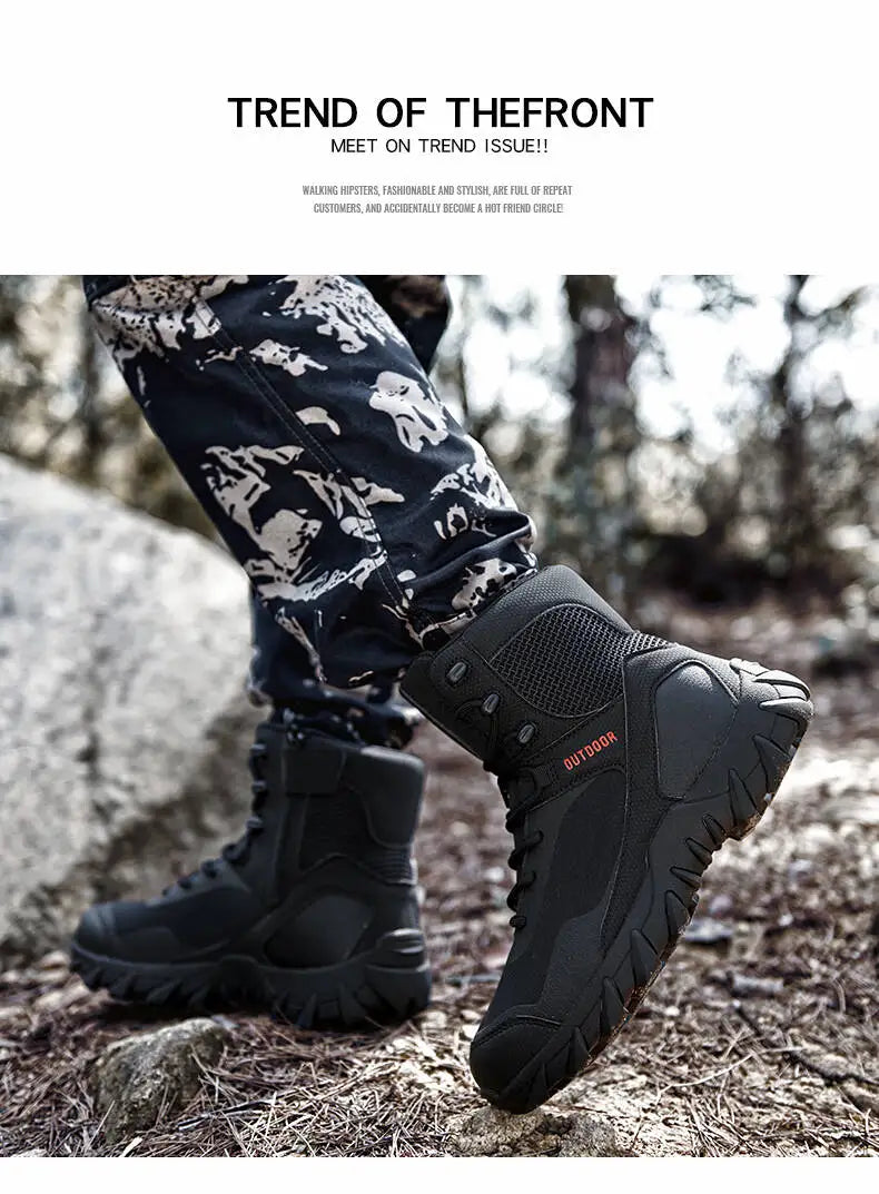 Brand Outdoor Boots Men's High Quality Ankle Boots Waterproof Non-slip Hiking Boots Wear-resistant Jungle Trekking Size 39-47