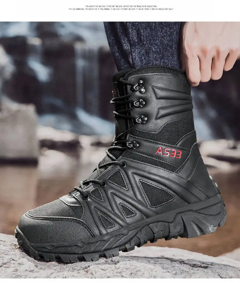 Men's Boots Thick High Quality Sports Shoes Outdoor Ankle Boots Non-slip Hiking Boots Wear-resistant Jungle Trekking Size 39-47