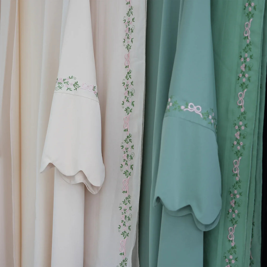 Luxurious Floral Embroidery Hijab Dress for Muslim Women Elegant Dubai Modest Abaya Eid Islam Party Jalabiya Turkey Kaftan Robe