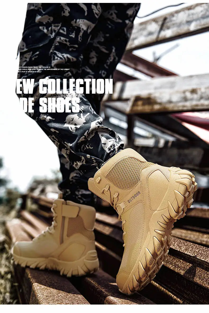 Brand Outdoor Boots Men's High Quality Ankle Boots Waterproof Non-slip Hiking Boots Wear-resistant Jungle Trekking Size 39-47