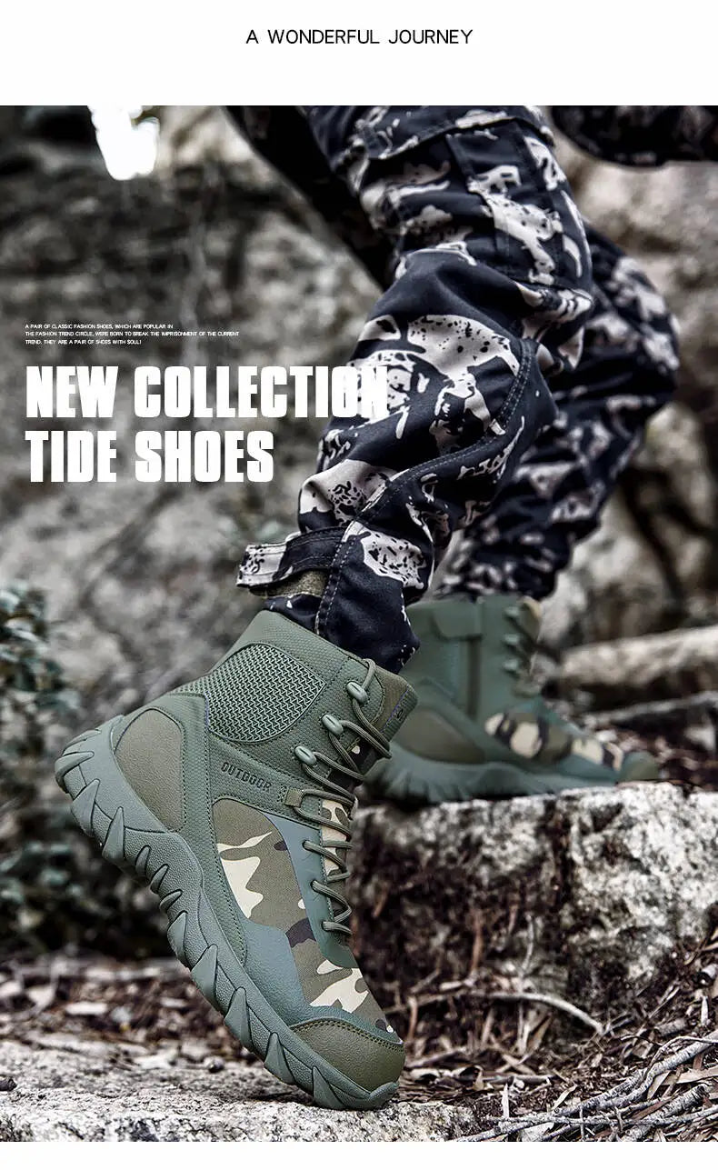 Brand Outdoor Boots Men's High Quality Ankle Boots Waterproof Non-slip Hiking Boots Wear-resistant Jungle Trekking Size 39-47