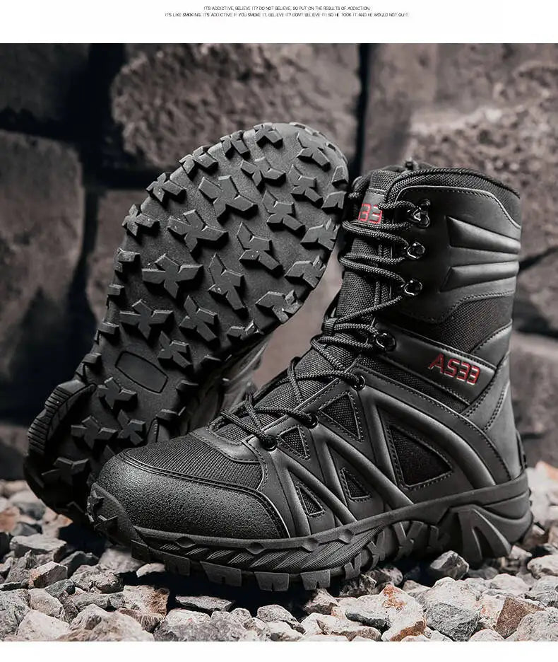 Men's Boots Thick High Quality Sports Shoes Outdoor Ankle Boots Non-slip Hiking Boots Wear-resistant Jungle Trekking Size 39-47