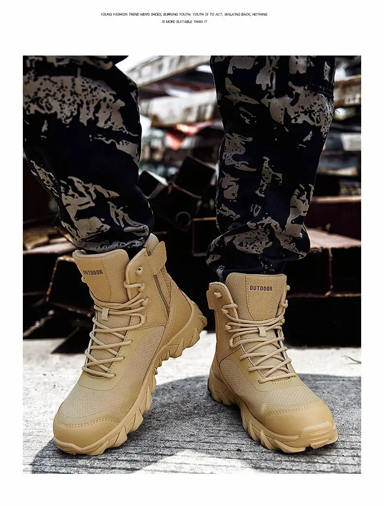 Brand Outdoor Boots Men's High Quality Ankle Boots Waterproof Non-slip Hiking Boots Wear-resistant Jungle Trekking Size 39-47