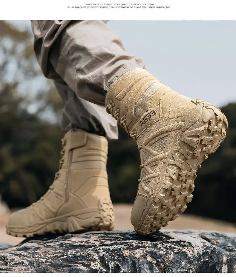 Men's Boots Thick High Quality Sports Shoes Outdoor Ankle Boots Non-slip Hiking Boots Wear-resistant Jungle Trekking Size 39-47