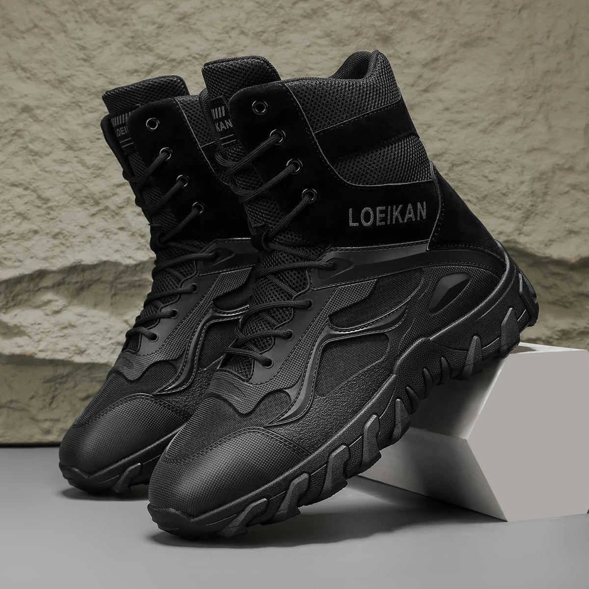 Men's high top denim boots, casual sports shoes, trendy and fashionable men's boots