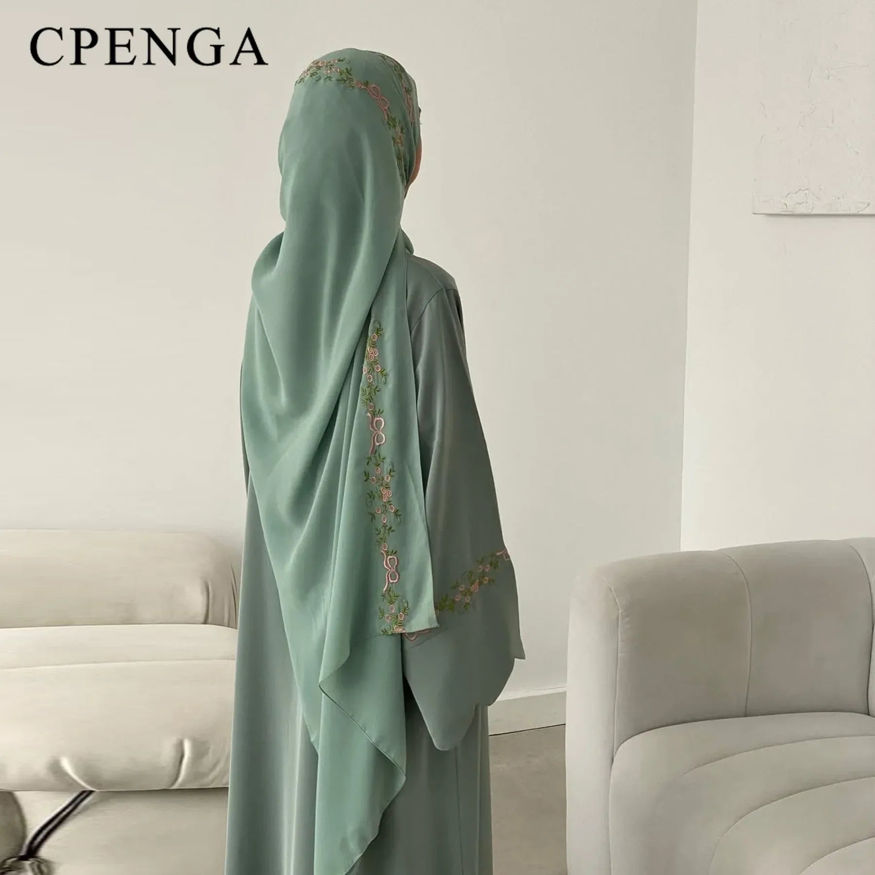Luxurious Floral Embroidery Hijab Dress for Muslim Women Elegant Dubai Modest Abaya Eid Islam Party Jalabiya Turkey Kaftan Robe
