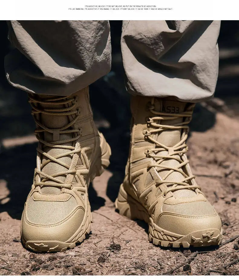 Men's Boots Thick High Quality Sports Shoes Outdoor Ankle Boots Non-slip Hiking Boots Wear-resistant Jungle Trekking Size 39-47