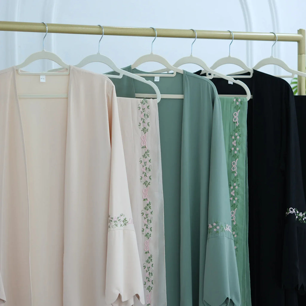Luxurious Floral Embroidery Hijab Dress for Muslim Women Elegant Dubai Modest Abaya Eid Islam Party Jalabiya Turkey Kaftan Robe