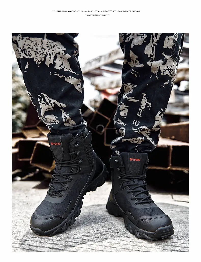 Brand Outdoor Boots Men's High Quality Ankle Boots Waterproof Non-slip Hiking Boots Wear-resistant Jungle Trekking Size 39-47