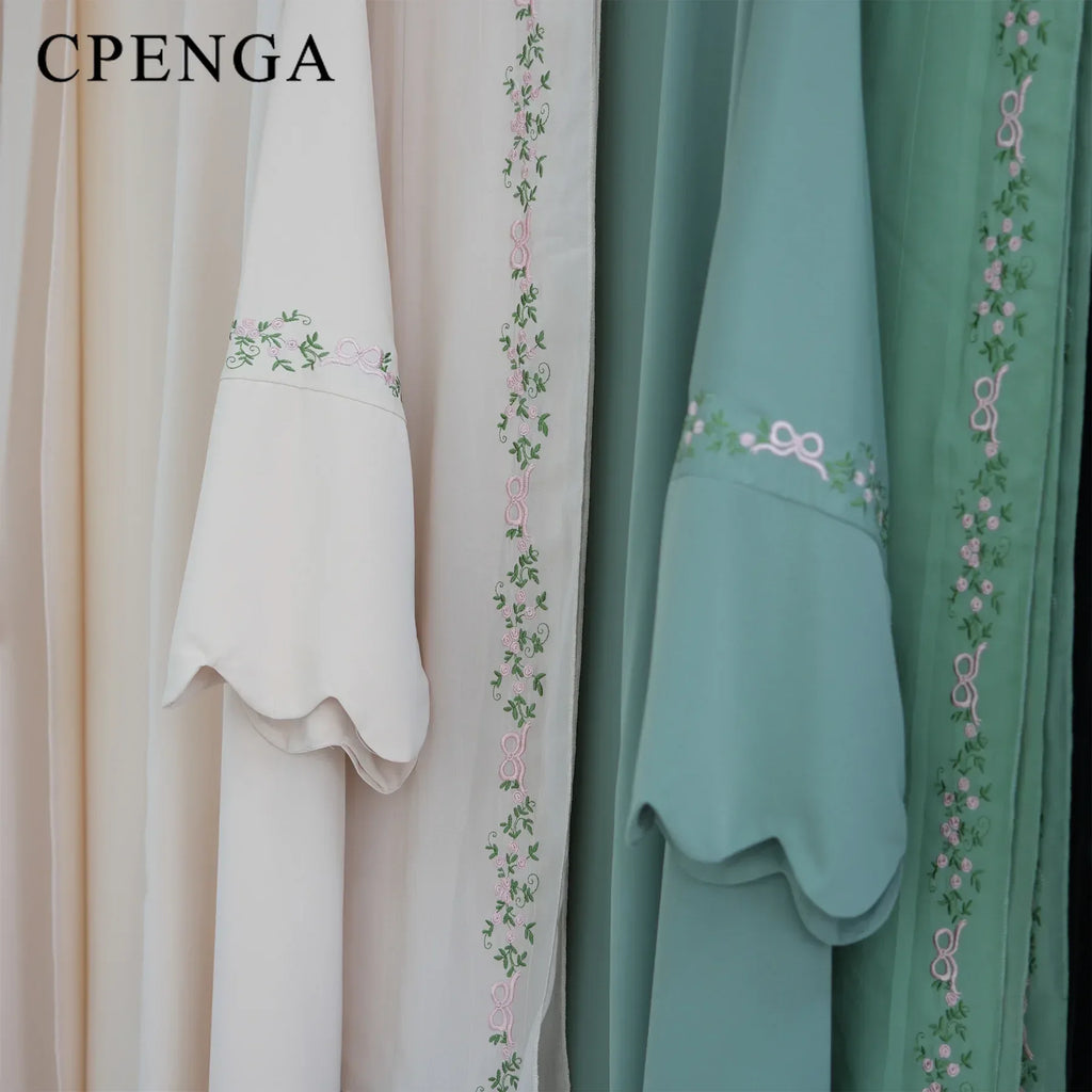 Luxurious Floral Embroidery Hijab Dress for Muslim Women Elegant Dubai Modest Abaya Eid Islam Party Jalabiya Turkey Kaftan Robe