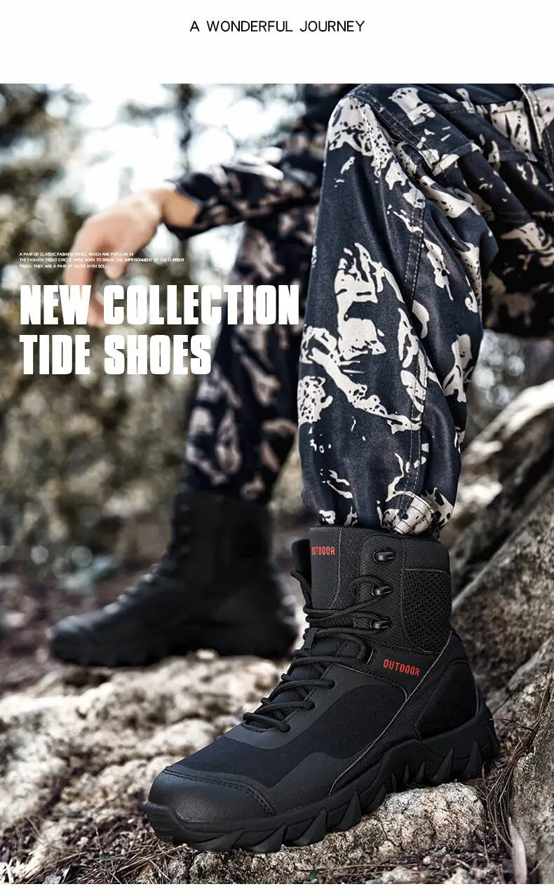 Brand Outdoor Boots Men's High Quality Ankle Boots Waterproof Non-slip Hiking Boots Wear-resistant Jungle Trekking Size 39-47