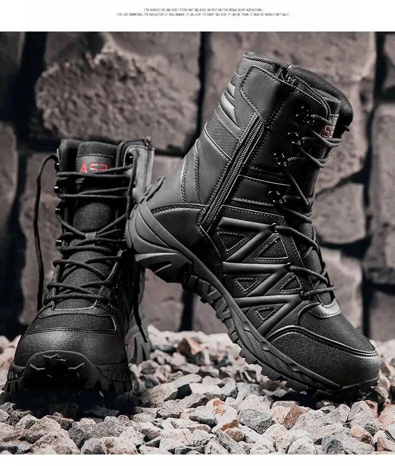 Men's Boots Thick High Quality Sports Shoes Outdoor Ankle Boots Non-slip Hiking Boots Wear-resistant Jungle Trekking Size 39-47