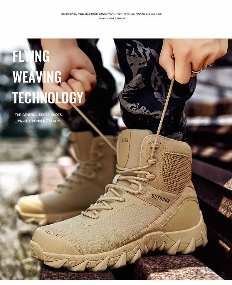 Brand Outdoor Boots Men's High Quality Ankle Boots Waterproof Non-slip Hiking Boots Wear-resistant Jungle Trekking Size 39-47