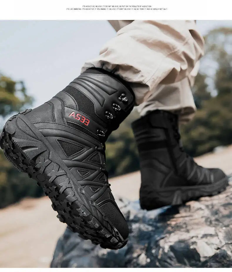 Men's Boots Thick High Quality Sports Shoes Outdoor Ankle Boots Non-slip Hiking Boots Wear-resistant Jungle Trekking Size 39-47