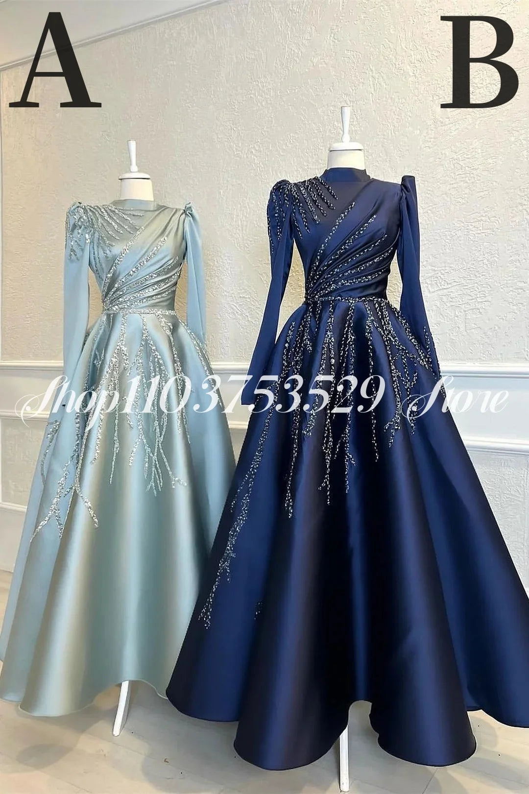 Fashion Muslim Wedding Dresses Elegant High Neck Long Sleeve A-line Beaded Pleated Applique Custom vestidos de novia