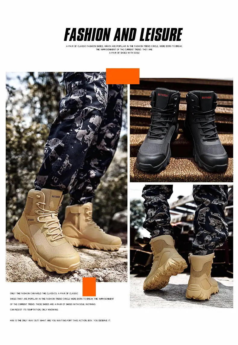 Brand Outdoor Boots Men's High Quality Ankle Boots Waterproof Non-slip Hiking Boots Wear-resistant Jungle Trekking Size 39-47