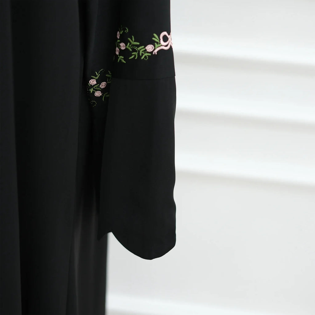 Luxurious Floral Embroidery Hijab Dress for Muslim Women Elegant Dubai Modest Abaya Eid Islam Party Jalabiya Turkey Kaftan Robe