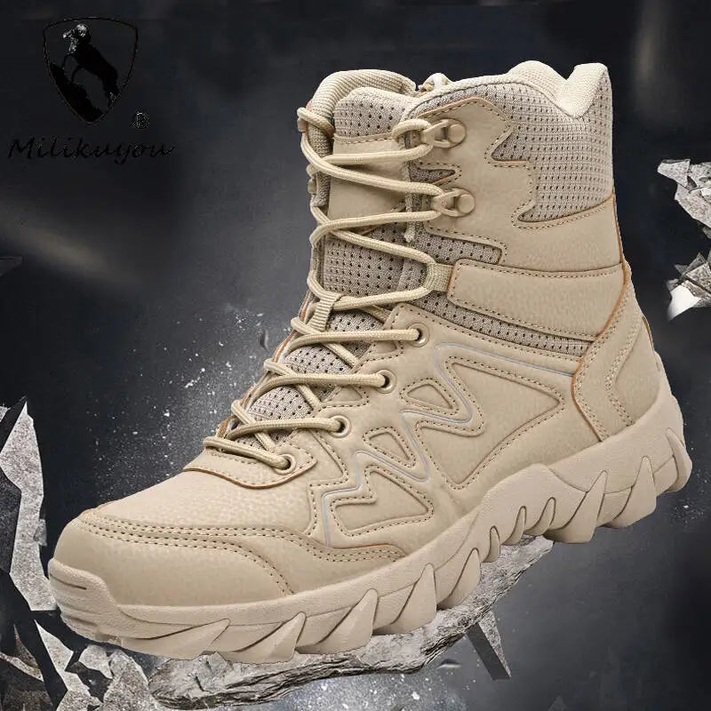 Brand Outdoor Boots Men's High Quality Ankle Boots Waterproof Non-slip Hiking Boots Wear-resistant Jungle Trekking Size 39-47