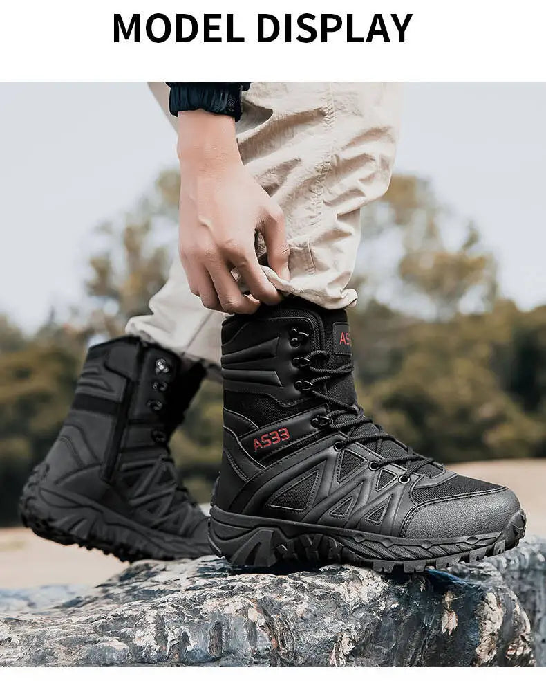 Men's Boots Thick High Quality Sports Shoes Outdoor Ankle Boots Non-slip Hiking Boots Wear-resistant Jungle Trekking Size 39-47