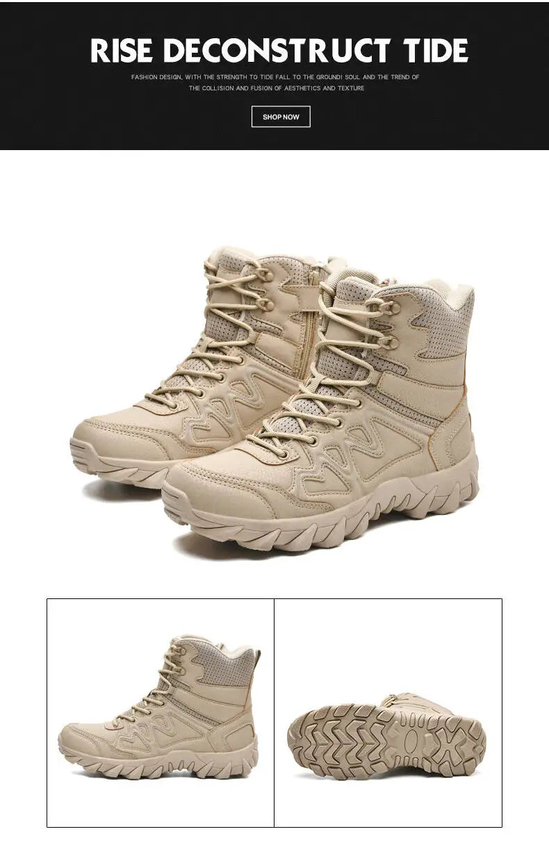 Brand Outdoor Boots Men's High Quality Ankle Boots Waterproof Non-slip Hiking Boots Wear-resistant Jungle Trekking Size 39-47