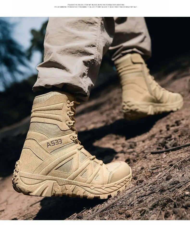 Men's Boots Thick High Quality Sports Shoes Outdoor Ankle Boots Non-slip Hiking Boots Wear-resistant Jungle Trekking Size 39-47
