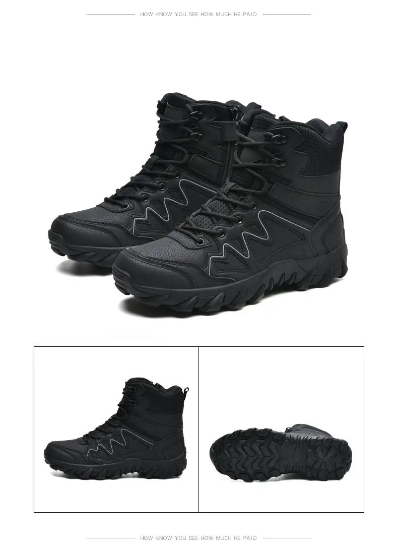 Brand Outdoor Boots Men's High Quality Ankle Boots Waterproof Non-slip Hiking Boots Wear-resistant Jungle Trekking Size 39-47