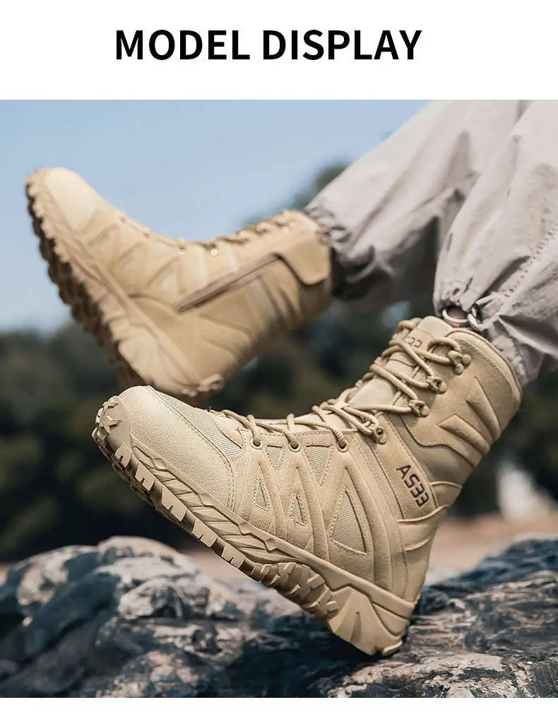Men's Boots Thick High Quality Sports Shoes Outdoor Ankle Boots Non-slip Hiking Boots Wear-resistant Jungle Trekking Size 39-47