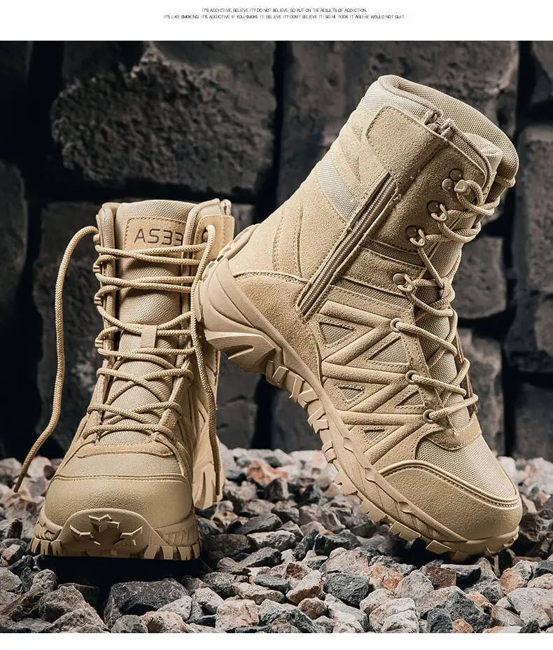 Men's Boots Thick High Quality Sports Shoes Outdoor Ankle Boots Non-slip Hiking Boots Wear-resistant Jungle Trekking Size 39-47