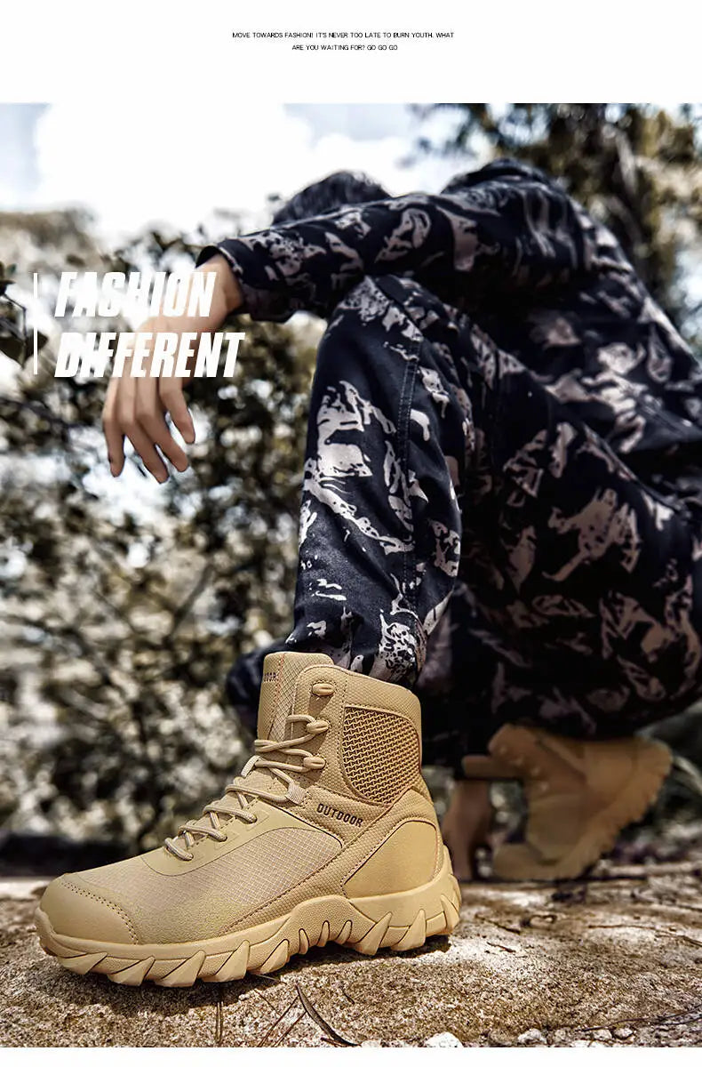 Brand Outdoor Boots Men's High Quality Ankle Boots Waterproof Non-slip Hiking Boots Wear-resistant Jungle Trekking Size 39-47